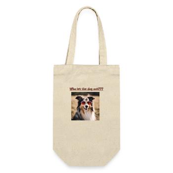Collie, Who let the dog out - Geschenkbeutel für Flaschen - Natur - Vorne