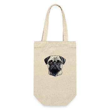 hund mops - Geschenkbeutel für Flaschen - Natur - Vorne