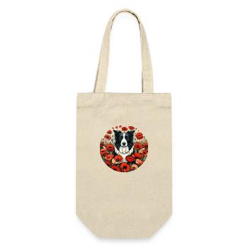 Vintage Border Collie Poppy Flowers - Gift Bag for Bottles - nature - Front