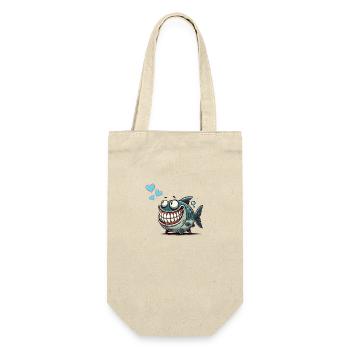 piranha comic love - Geschenkbeutel für Flaschen - Natur - Vorne