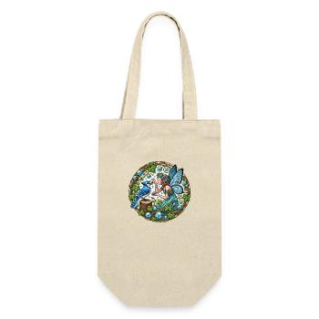 Blauhäher Fee Fantasy Kunst - Geschenkbeutel für Flaschen - Natur - Vorne