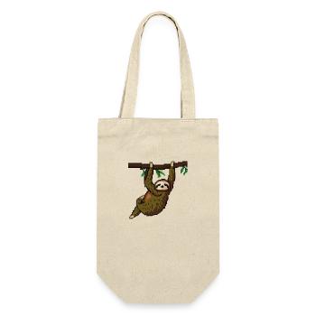 Faultier Verpixelt Pixel Faultier Faulenzer - Geschenkbeutel für Flaschen - Natur - Vorne