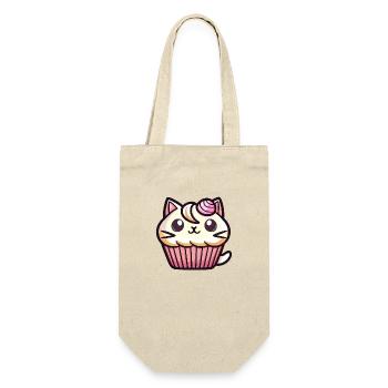 Muffinkatze - Geschenkbeutel für Flaschen - Natur - Vorne