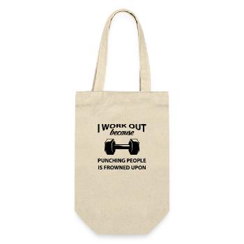 Ich mache Krafttraining. Lustiges Fitness-Geschenk - Geschenkbeutel für Flaschen - Natur - Vorne