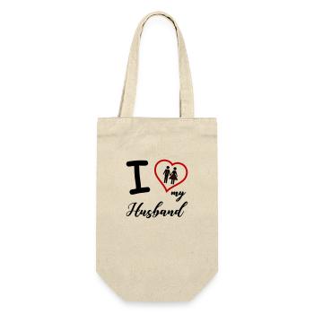 i love my husband - Geschenkbeutel für Flaschen - Natur - Vorne
