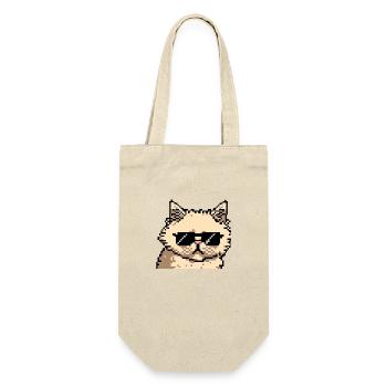 Perserkatze Negan mit Sonnenbrille in Pixelart - Geschenkbeutel für Flaschen - Natur - Vorne