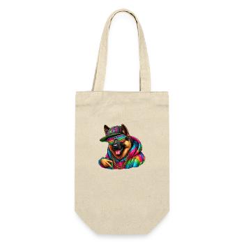 Colorful German Shepherd Wearing a Hoodie Drawing - Gift Bag for Bottles - nature - Front