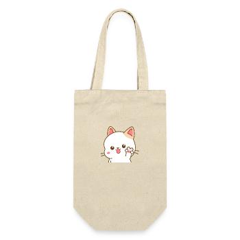 Chat kawaii faisant le signe V de paix - Sac à bouteille - nature - Devant