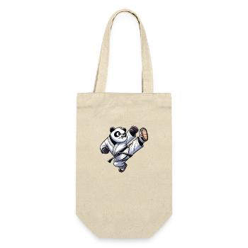 Pandabär Karate - Geschenkbeutel für Flaschen - Natur - Vorne