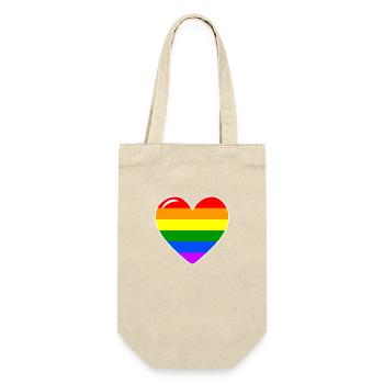 Herz Liebe Regenbogenflagge - Geschenkbeutel für Flaschen - Natur - Vorne