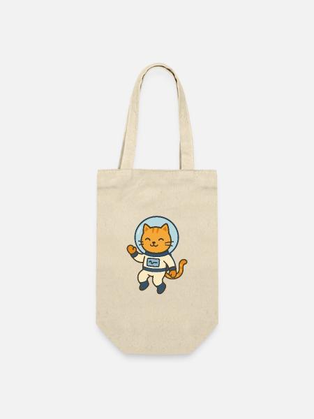 Astrokatze - Geschenkbeutel für Flaschen - Natur