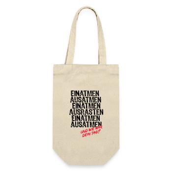 Einatmen Ausatmen Einatmen Ausrasten Einatmen - Geschenkbeutel für Flaschen - Natur - Vorne