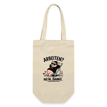 Entspanntes Schwein im Hoodie - Geschenkbeutel für Flaschen - Natur - Vorne