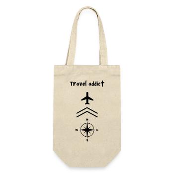 Travel addict , Reisesüchtig - Geschenkbeutel für Flaschen - Natur - Vorne
