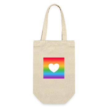 Regenbogen-Herz - Geschenkbeutel für Flaschen - Natur - Vorne