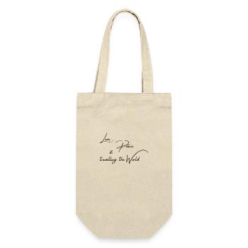 Love, Peace and travelling the World - Geschenkbeutel für Flaschen - Natur - Vorne