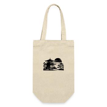 Sunrise Japanese Landscape Tree Temple - Gift Bag for Bottles - nature - Front