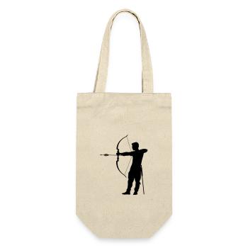 Bogenschießen Mann Silhouette - Geschenkbeutel für Flaschen - Natur - Vorne
