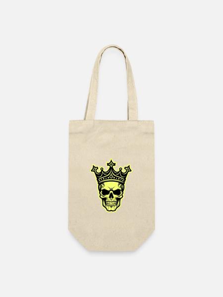 Totenkopf König Krone - Geschenkbeutel für Flaschen - Natur