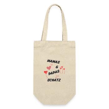 Mamas und Papas Schatz - Geschenkbeutel für Flaschen - Natur - Vorne