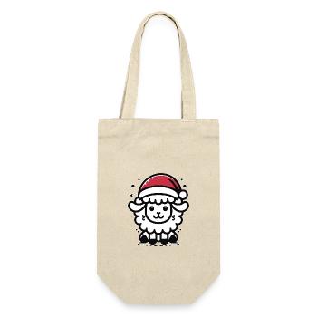 Niedliches Schaf Weihnachtsschaf - Geschenkbeutel für Flaschen - Natur - Vorne