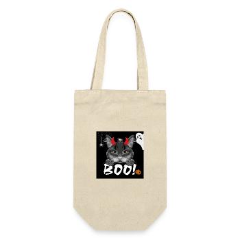 Festive design with a black cat for Halloween - Gift Bag for Bottles - nature - Front