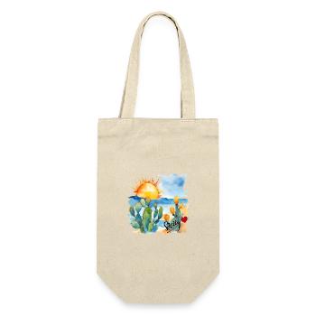 Aquarell Sizilien 1 mit Inschrift und Herz - Geschenkbeutel für Flaschen - Natur - Vorne