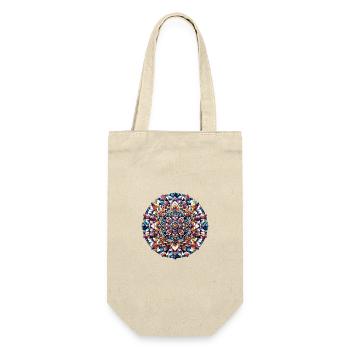 Abstraktes geometrisches Farbmandala 2 - Geschenkbeutel für Flaschen - Natur - Vorne