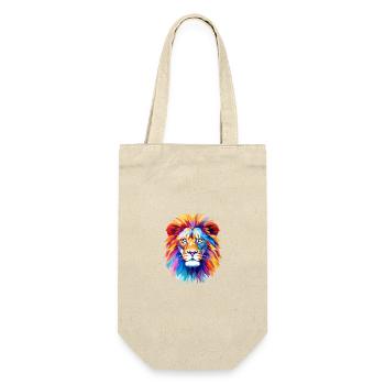 Colorful Geometric Lion: Abstract Polygonal Art - Gift Bag for Bottles - nature - Front