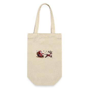 Santa Claus with sleigh and reindeer - Gift Bag for Bottles - nature - Front