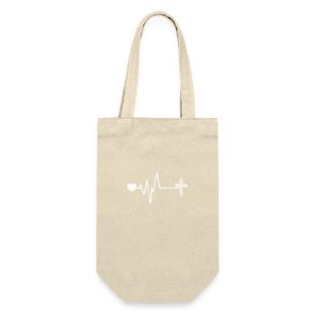 Kreuz Puls Herz Liebe Christentum - Geschenkbeutel für Flaschen - Natur - Vorne