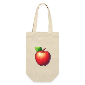 Apfel Pixel Gamer - Geschenkbeutel für Flaschen - Natur - Vorne