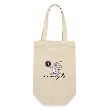Vinyl Record Disco DJ Clubsound Party - Gift Bag for Bottles - nature - Front