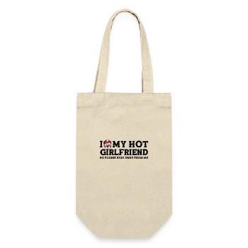 Vintage I Love My Hot Girlfriend - Stay Away - Gift Bag for Bottles - nature - Front