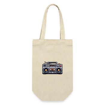 Retro Boombox Illustration - Geschenkbeutel für Flaschen - Natur - Vorne