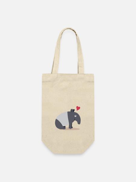 Tapirglück mit Signierung - Geschenkbeutel für Flaschen - Natur