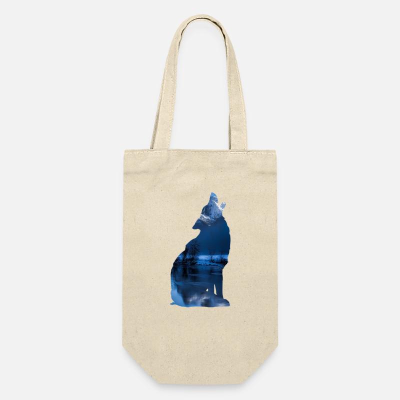Wolf - Geschenkbeutel für Flaschen - Natur