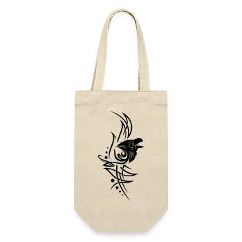 Rabe, raven, Tribal, Tattoo - Geschenkbeutel für Flaschen - Natur - Vorne