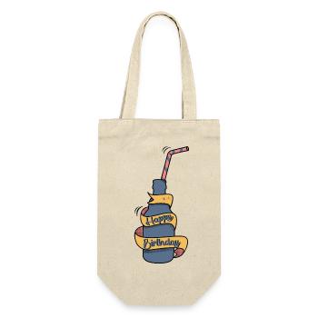 Happy Birthday, bottle with straw - Gift Bag for Bottles - nature - Front