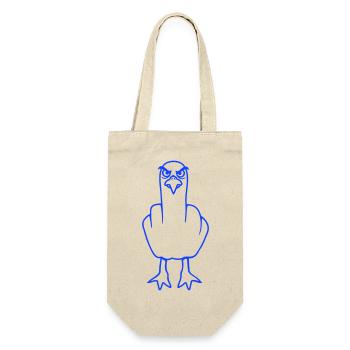 Möwe Mittelfinger Beleidigung Stinkefinger frech - Geschenkbeutel für Flaschen - Natur - Vorne