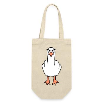 Möwe Mittelfinger Beleidigung Stinkefinger frech - Geschenkbeutel für Flaschen - Natur - Vorne