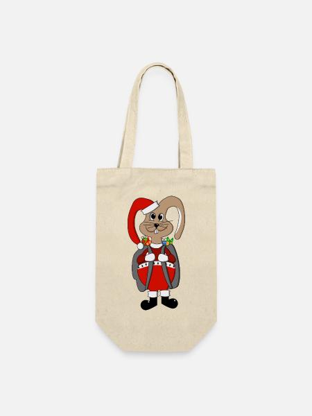 Weihnachtshase - Geschenkbeutel für Flaschen - Natur