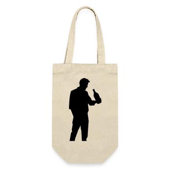 Mann mit Flasche im Profil Silhouette - Geschenkbeutel für Flaschen - Natur - Vorne