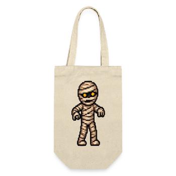 Pixelmummy mit goldenen Augen - Geschenkbeutel für Flaschen - Natur - Vorne
