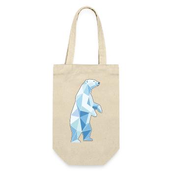 Stehender Poly Stil Eisbär - Geschenkbeutel für Flaschen - Natur - Vorne