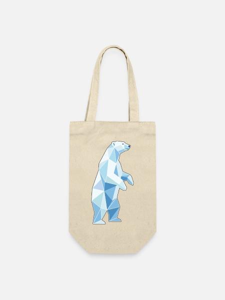 Stehender Poly Stil Eisbär - Geschenkbeutel für Flaschen - Natur