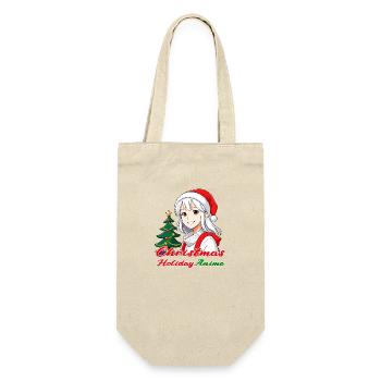 Joyful Girl - Weihnachten mit japanischem Anime - Geschenkbeutel für Flaschen - Natur - Vorne