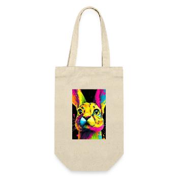 Bunter Hasenkopf  Pop-Art - Geschenkbeutel für Flaschen - Natur - Vorne