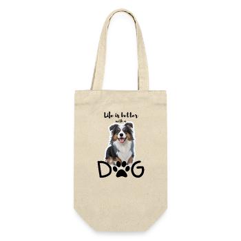 Life is Better with a Dog - Geschenkbeutel für Flaschen - Natur - Vorne
