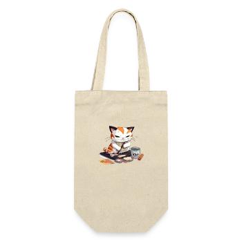 Katzensushi-Meister - Geschenkbeutel für Flaschen - Natur - Vorne